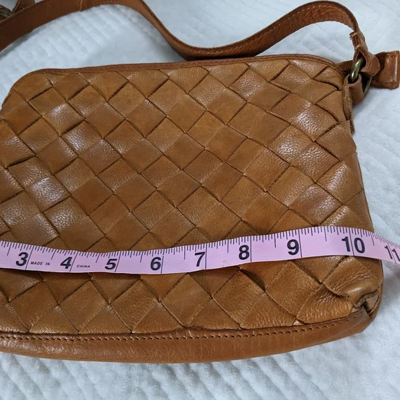 Vilenca Holland Small Brown Woven Leather Crossbody Bag Purse Daily Travel - Picture 12 of 16